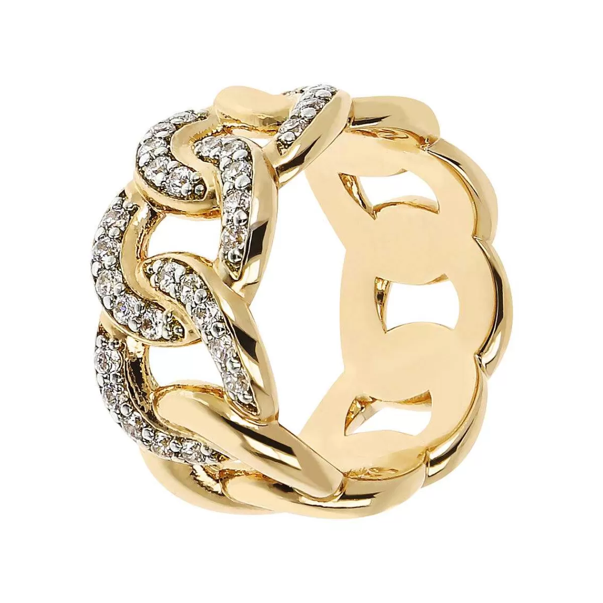 Discount Anello A Catena Grumetta Dorata Con Zirconi Anelli