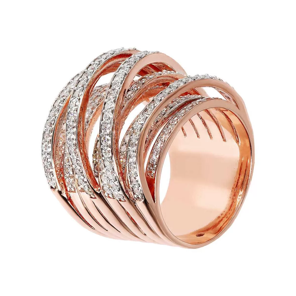 Hot Anello A Fascia Multifilo Con Zirconi Anelli