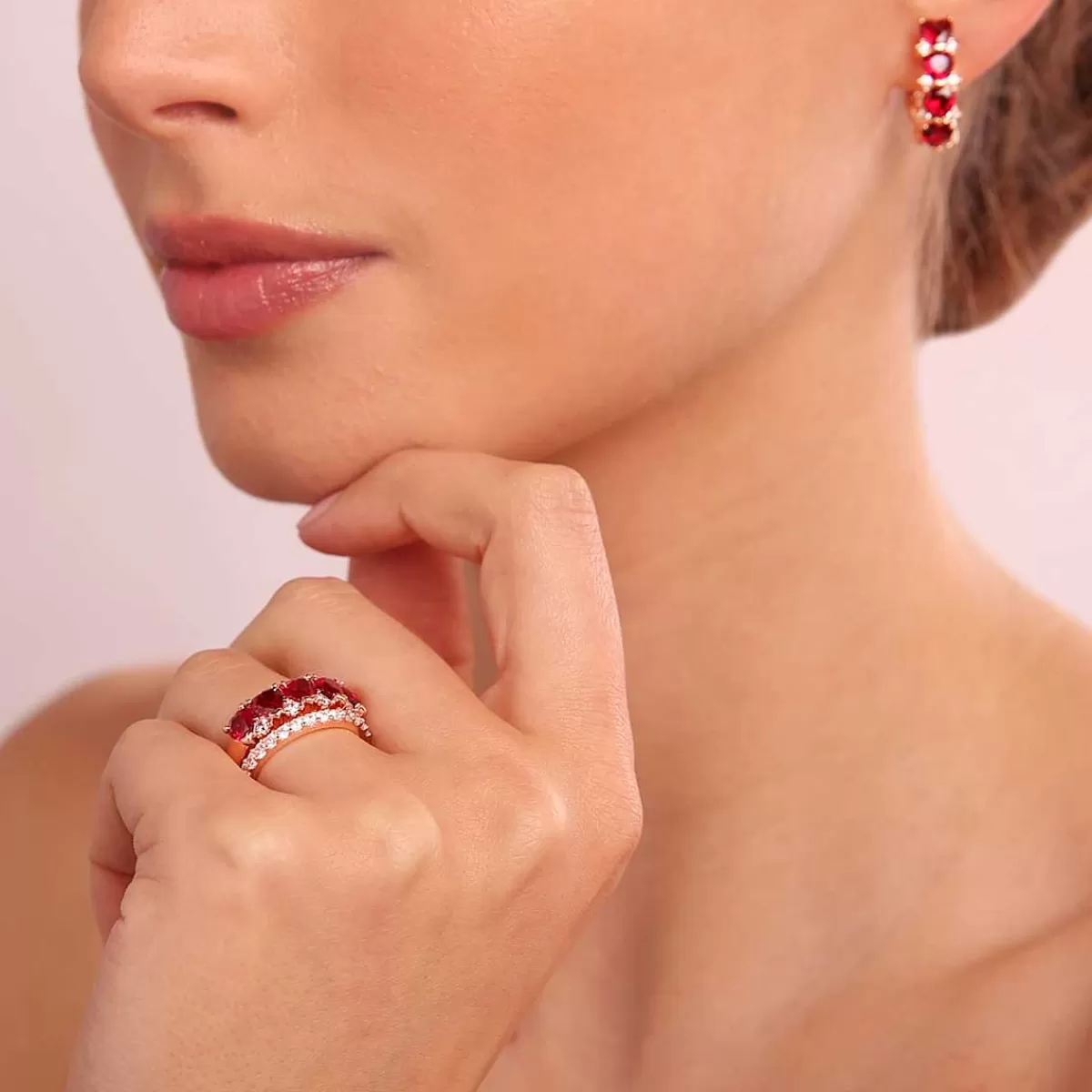 Sale Anello Bicolore Con Cuori Di Zirconi Anelli