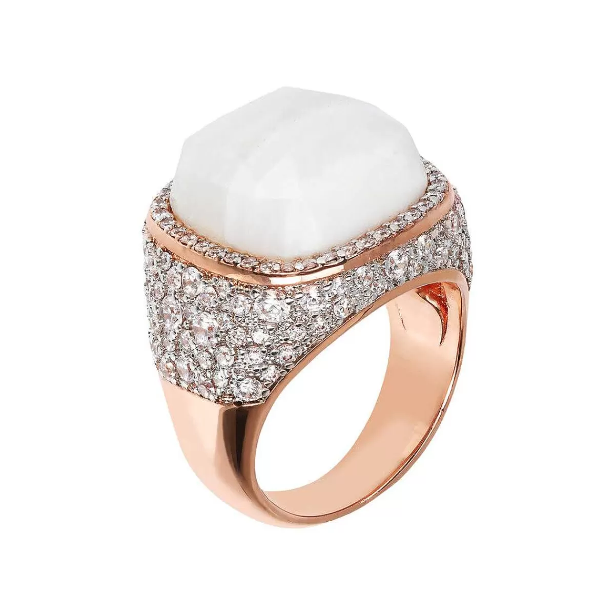 Flash Sale Anello Chevalier Con Agata Bianca Quadrata E Pave Anelli