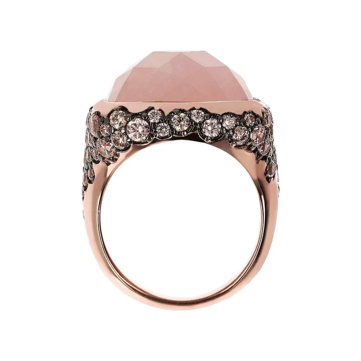 Best Anello Chevalier Con Pietra Naturale Quadrata Sfaccettata E Pave Anelli