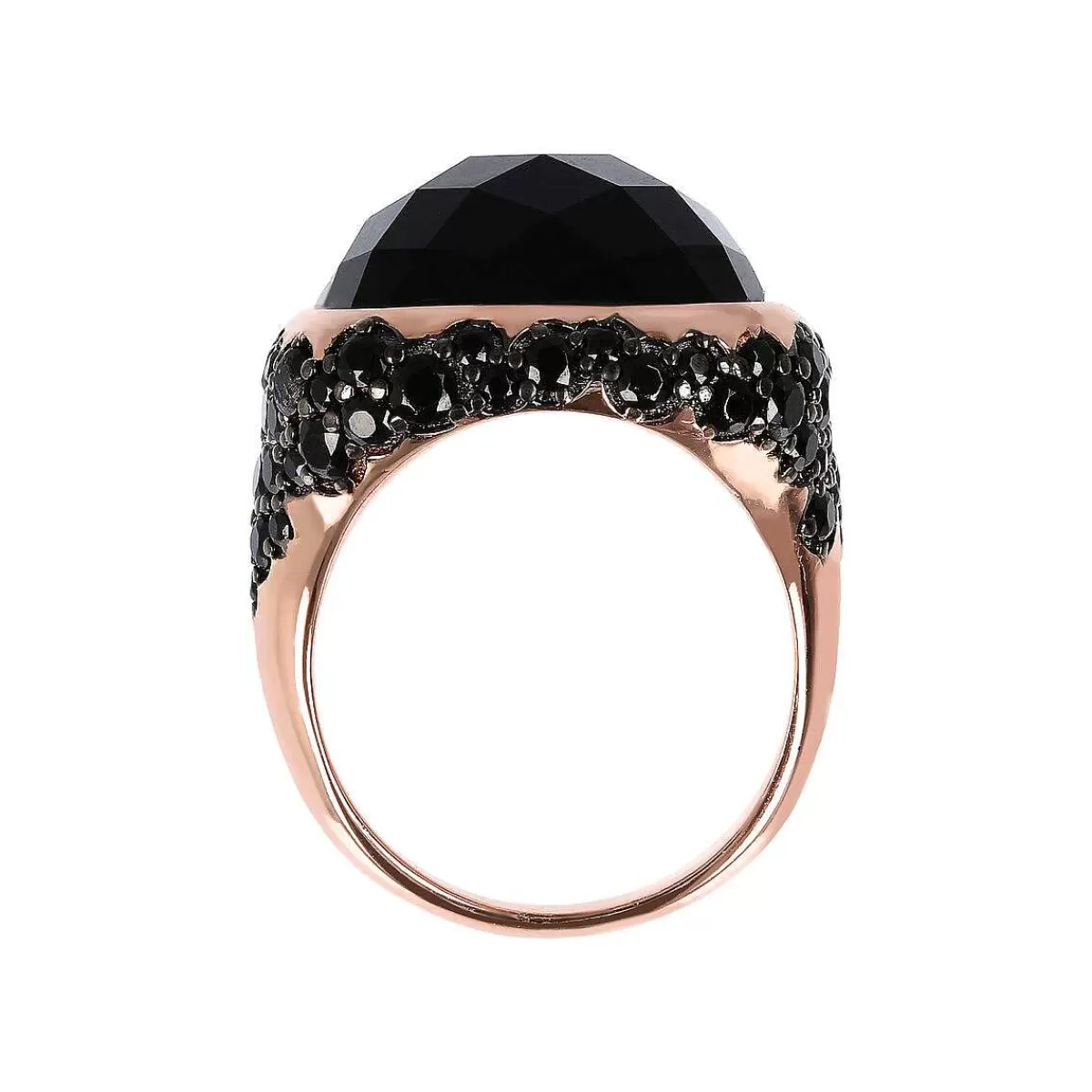 Best Anello Chevalier Con Pietra Naturale Quadrata Sfaccettata E Pave Anelli