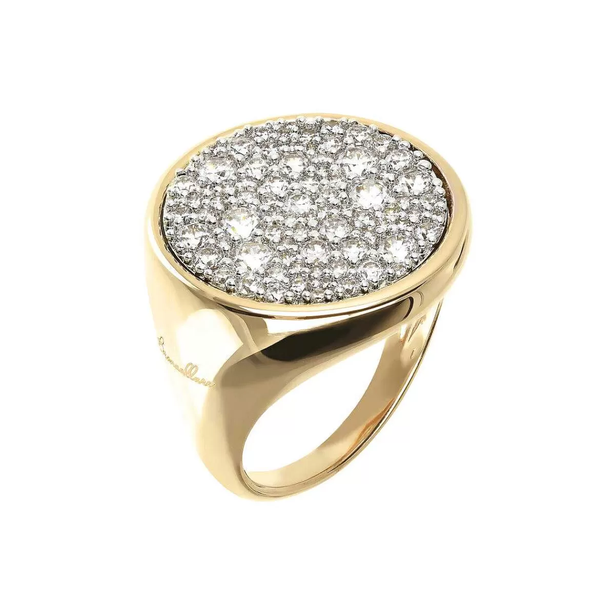 Fashion Anello Chevalier Dorato Con Pave Di Cubic Zirconia Anelli