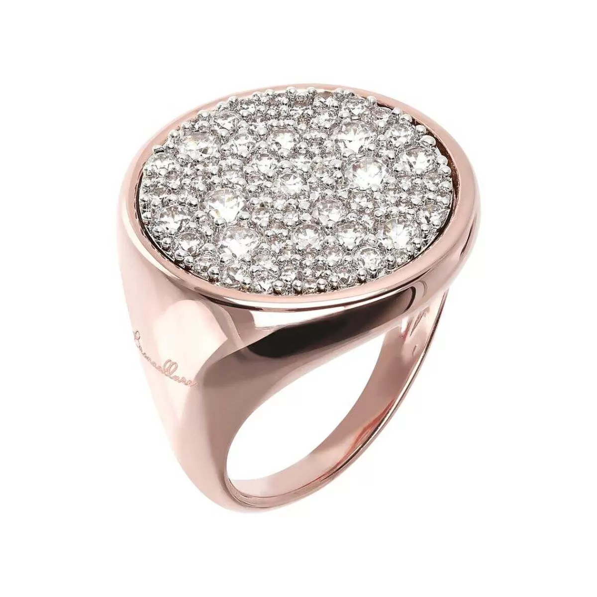 Outlet Anello Chevalier Grande Con Pave Rotondo In Spinello Nero O Zirconi Cubici Anelli