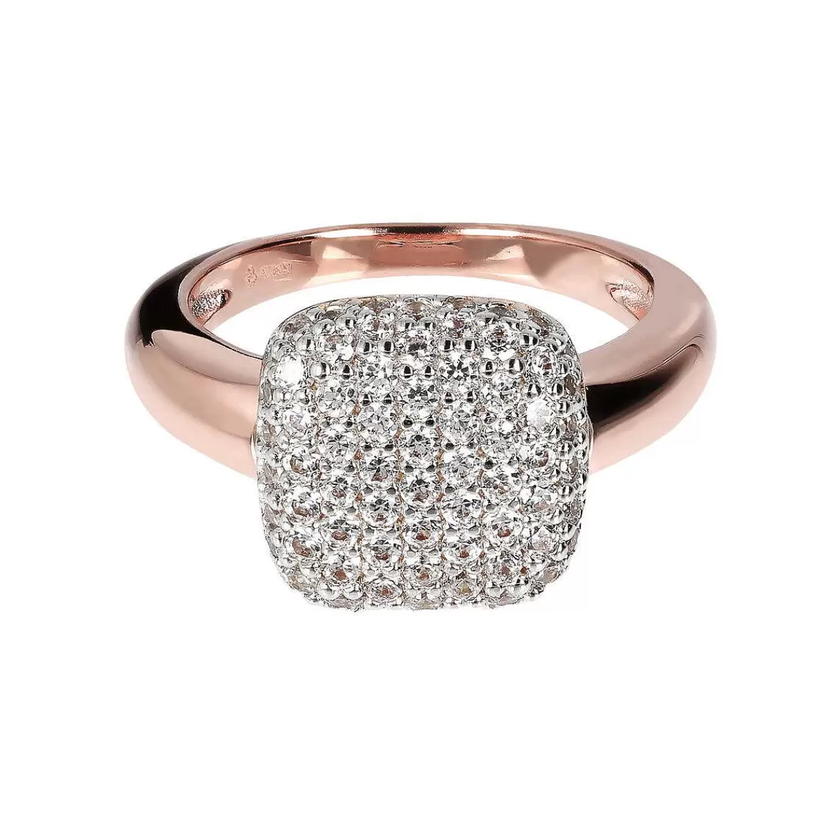 Fashion Anello Cocktail Con Elemento Quadrato Pave In Cubic Zirconia Anelli