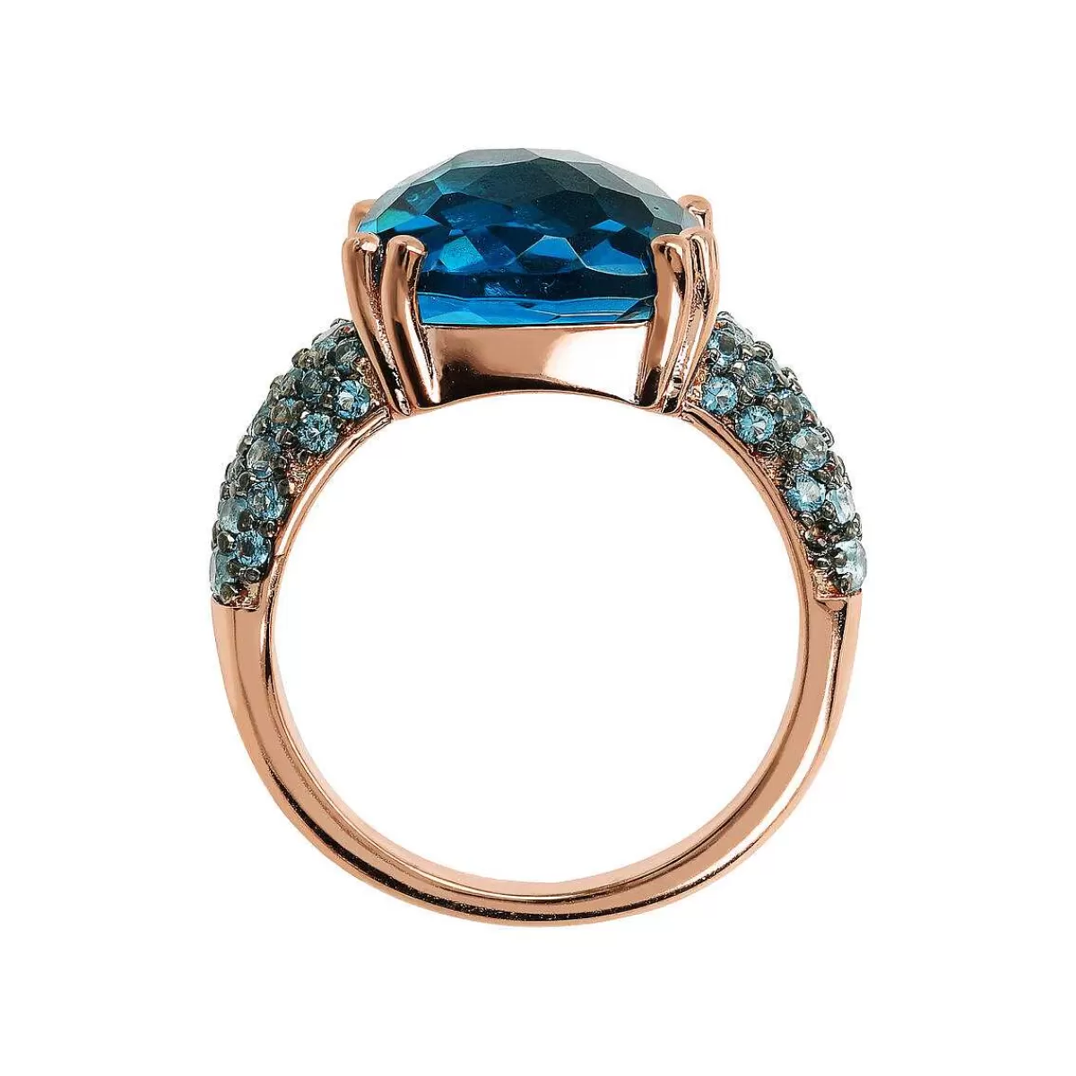 Clearance Anello Cocktail Con Gemma Prisma Quadrata E Pave Anelli