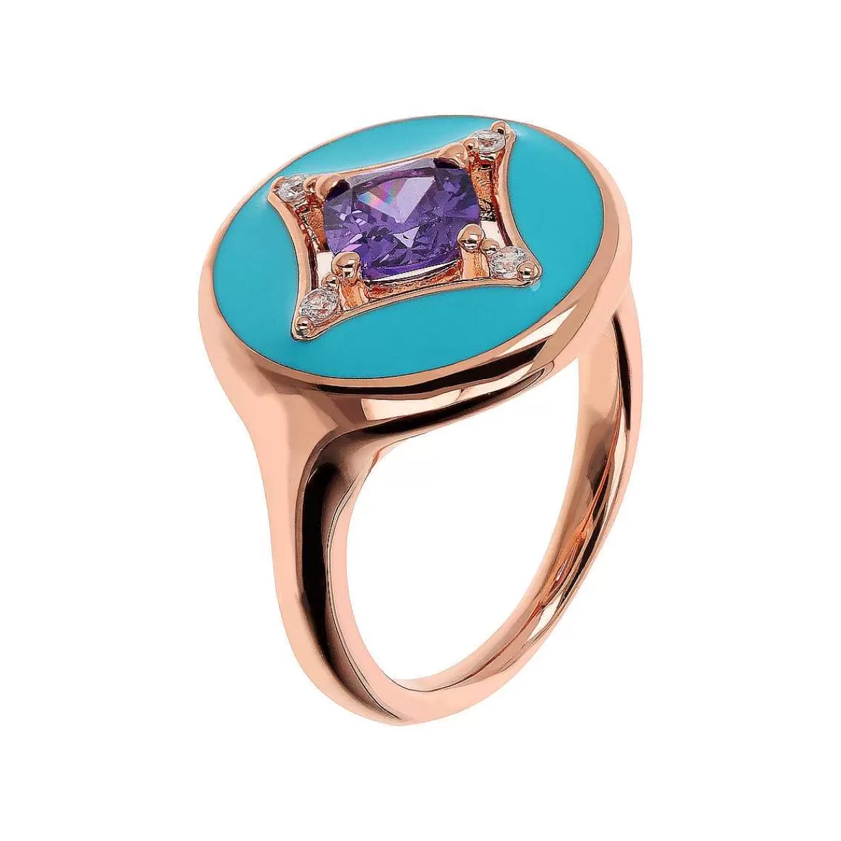 Store Anello Cocktail Etoile Smaltato Con Punto Luce Cubic Zirconia Anelli