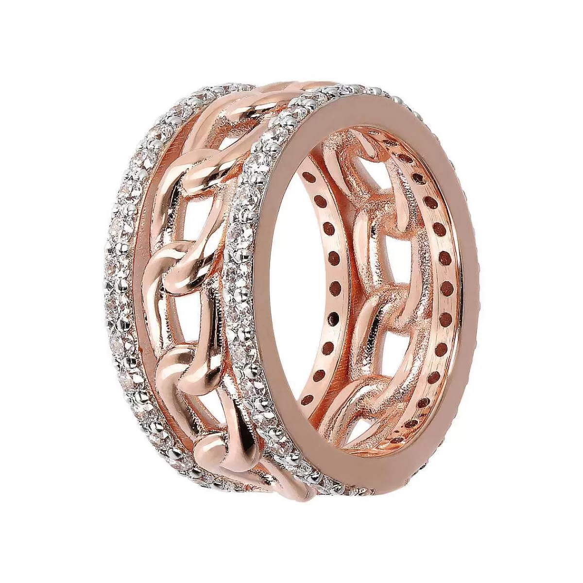 Discount Anello Con Zirconi E Maglia A Catena Anelli