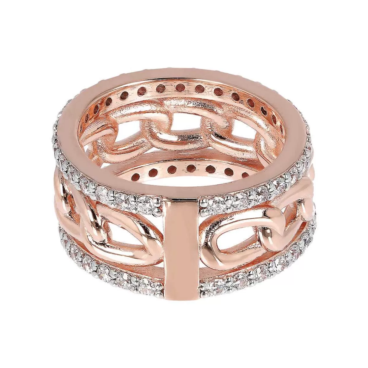 Discount Anello Con Zirconi E Maglia A Catena Anelli