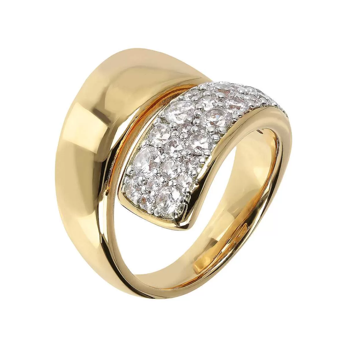Cheap Anello Contrarie Dorato Con Pave Di Cubic Zirconia Anelli