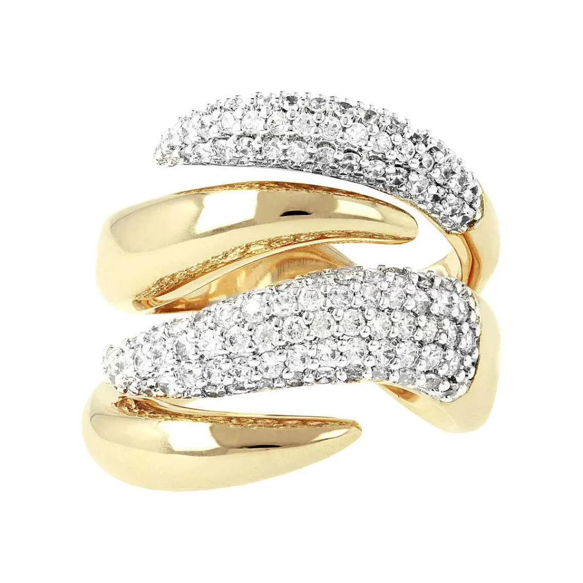 Cheap Anello Contrarie Dorato Con Pave Di Cubic Zirconia Anelli