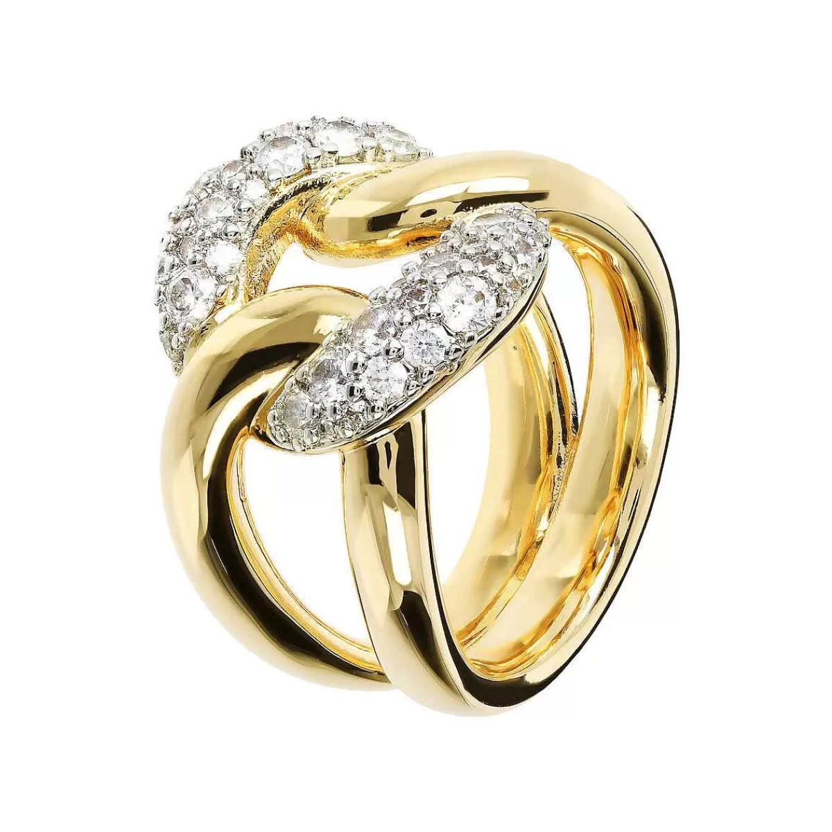 New Anello Dorato Con Elemento Di Zirconi Anelli