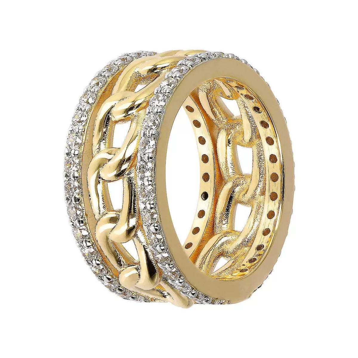 Best Anello Dorato Con Maglia A Catena E Zirconi Anelli