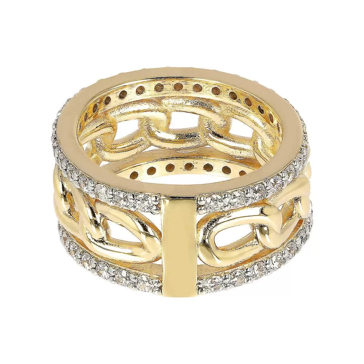 Best Anello Dorato Con Maglia A Catena E Zirconi Anelli