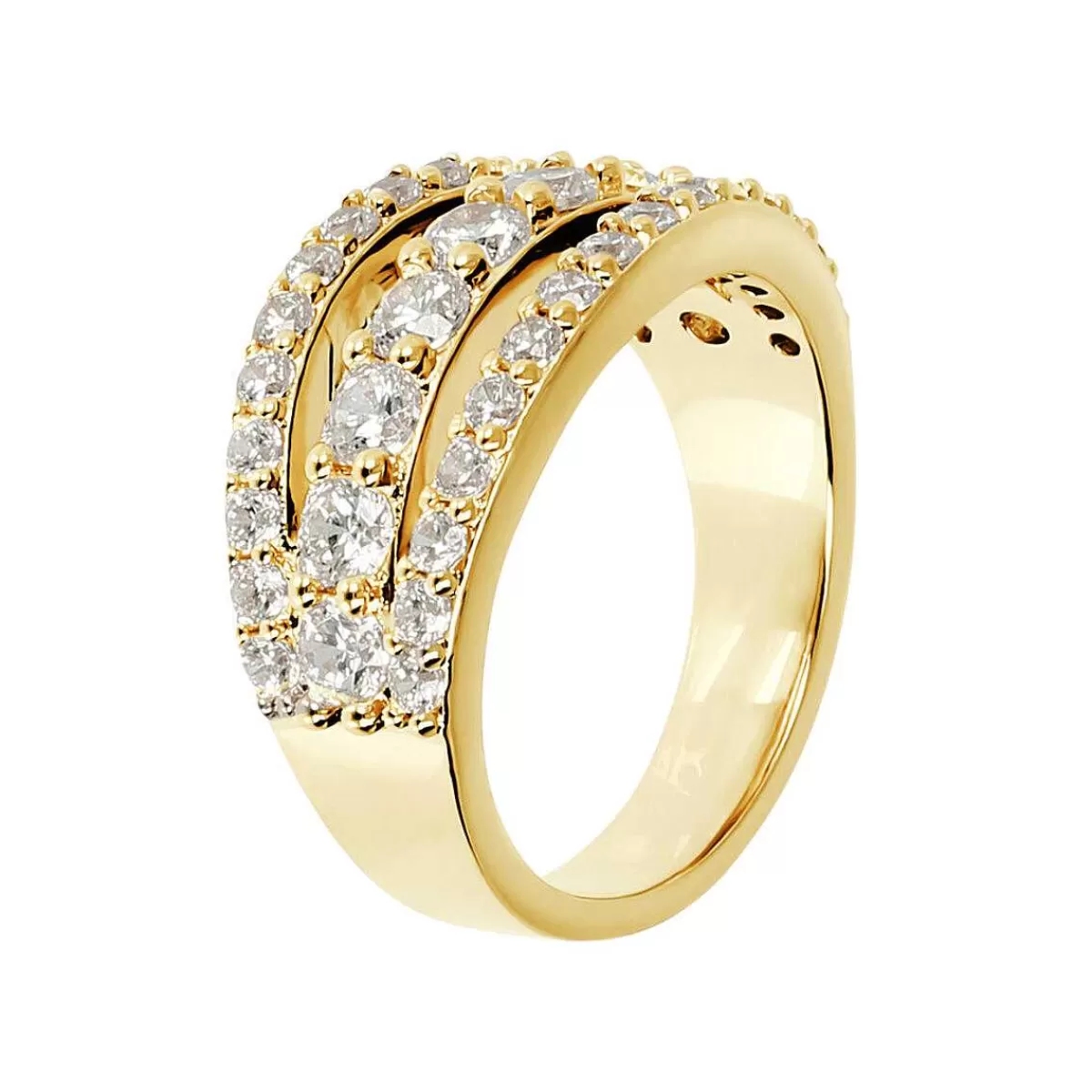 New Anello Dorato Con Triplo Pave Di Cubic Zirconia Anelli
