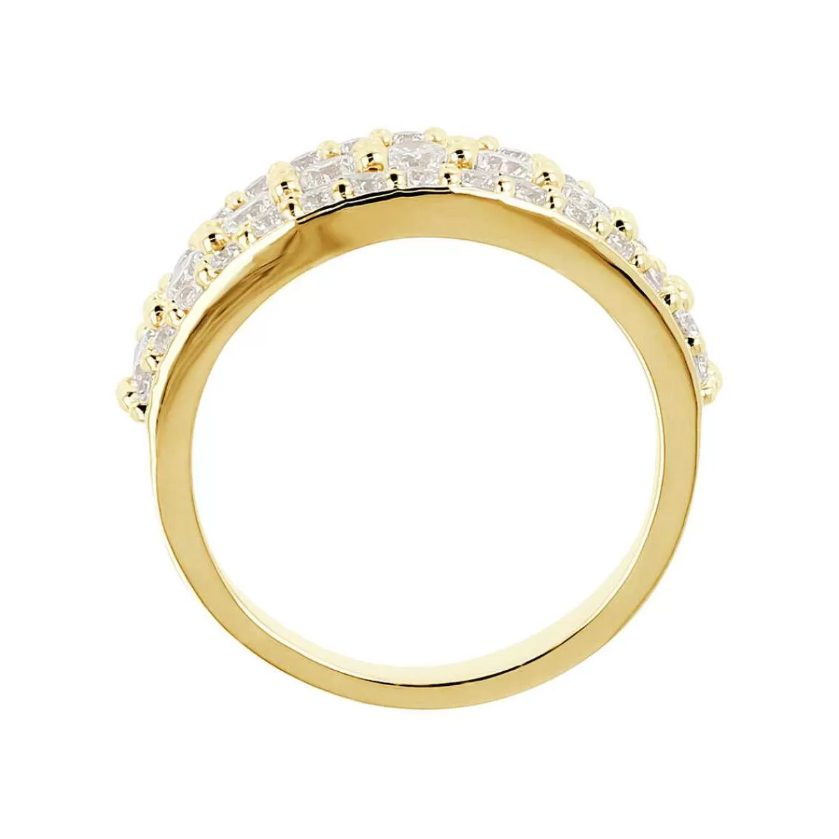 New Anello Dorato Con Triplo Pave Di Cubic Zirconia Anelli