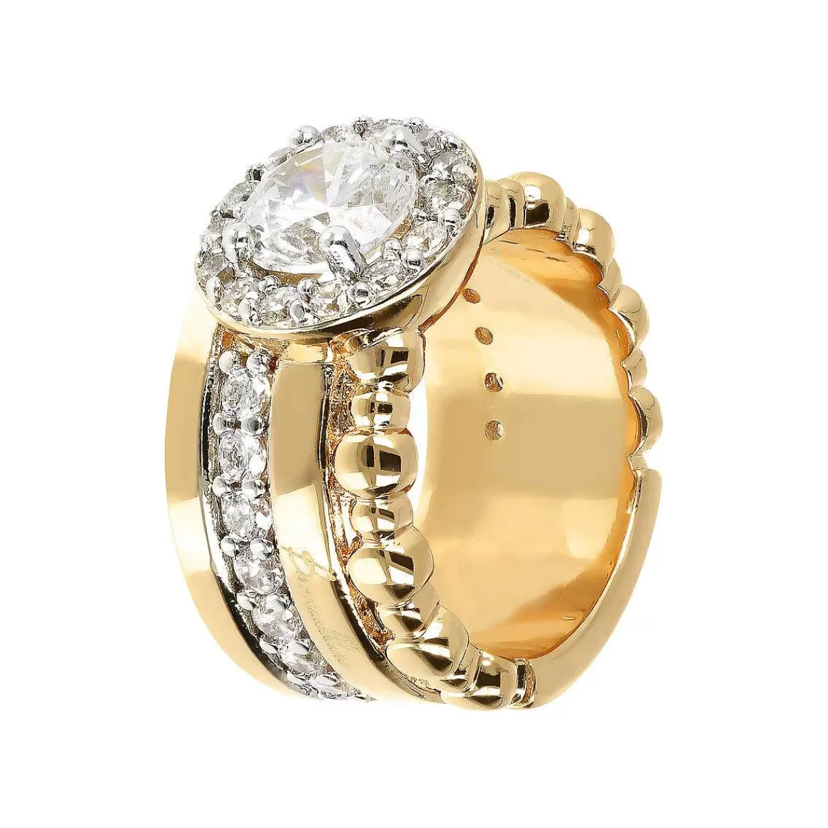 Sale Anello Dorato Misto Con Zirconi Anelli