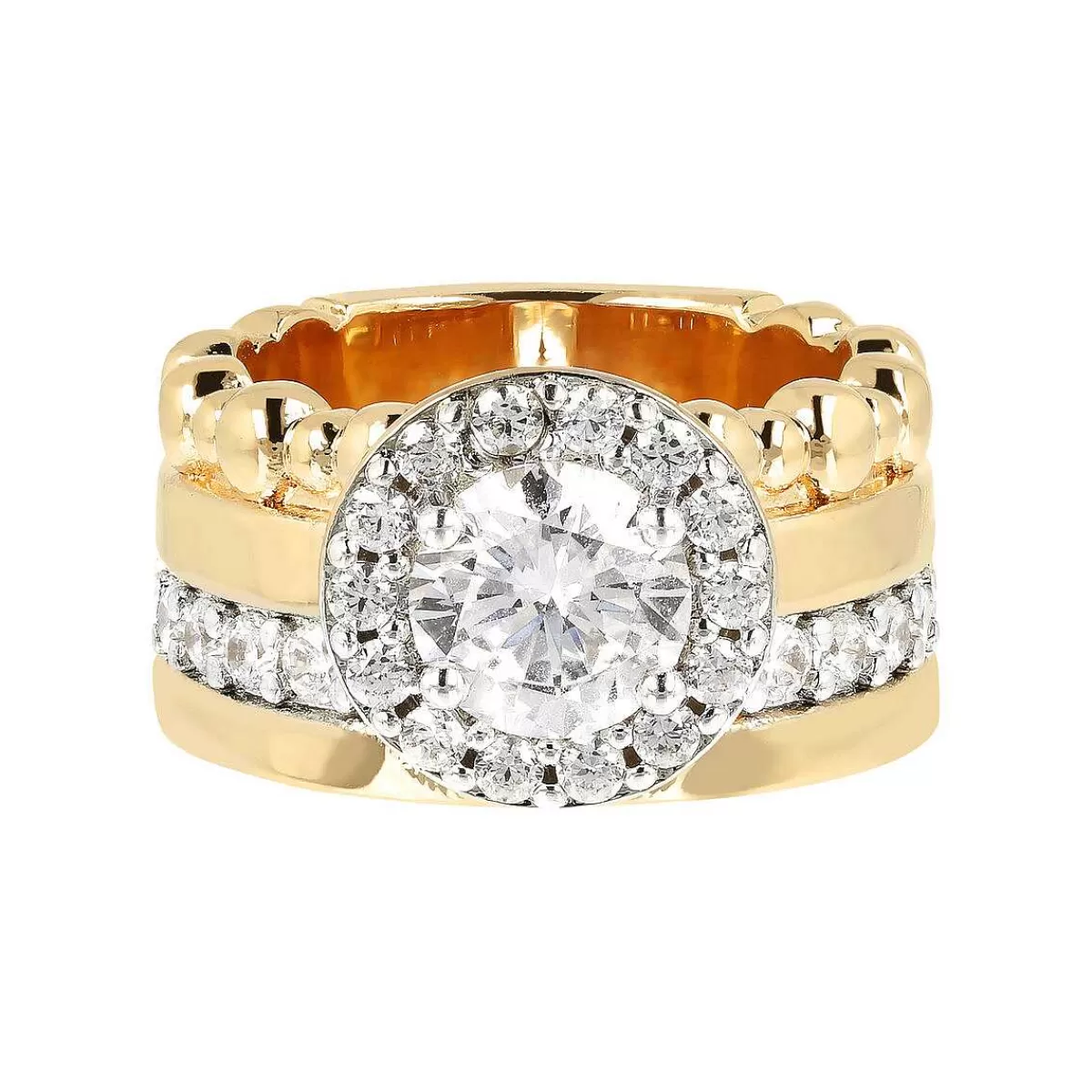 Sale Anello Dorato Misto Con Zirconi Anelli