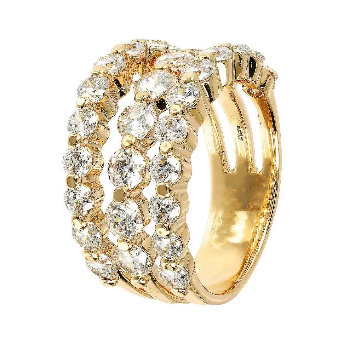 Flash Sale Anello Riviera Multifilo Dorato Con Zirconi Cubici Anelli