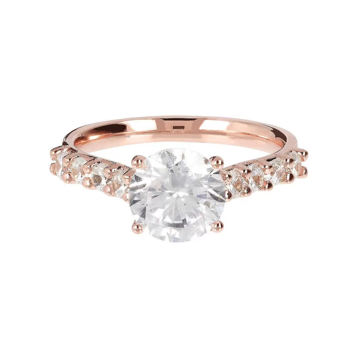 Hot Anello Solitario Con Riviera In Cubic Zirconia Anelli