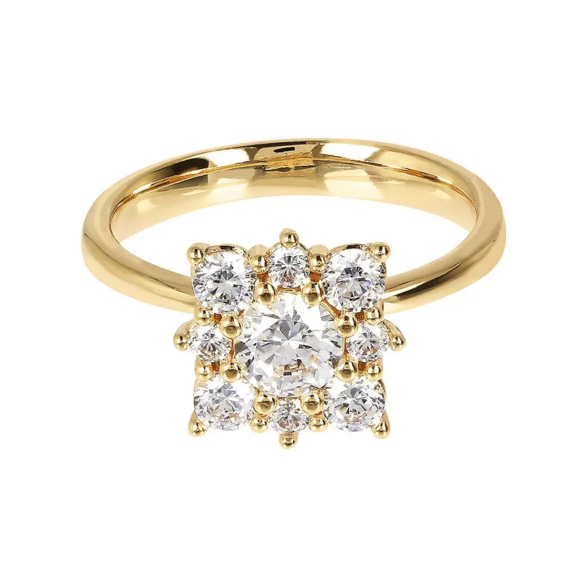 Hot Anello Solitario Dorato Con Fiore Di Zirconi Anelli