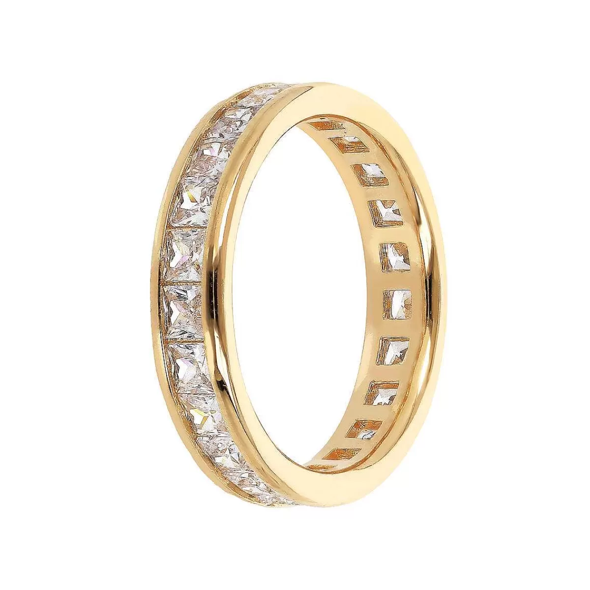 Discount Anello Veretta Dorata Con Zirconi Anelli