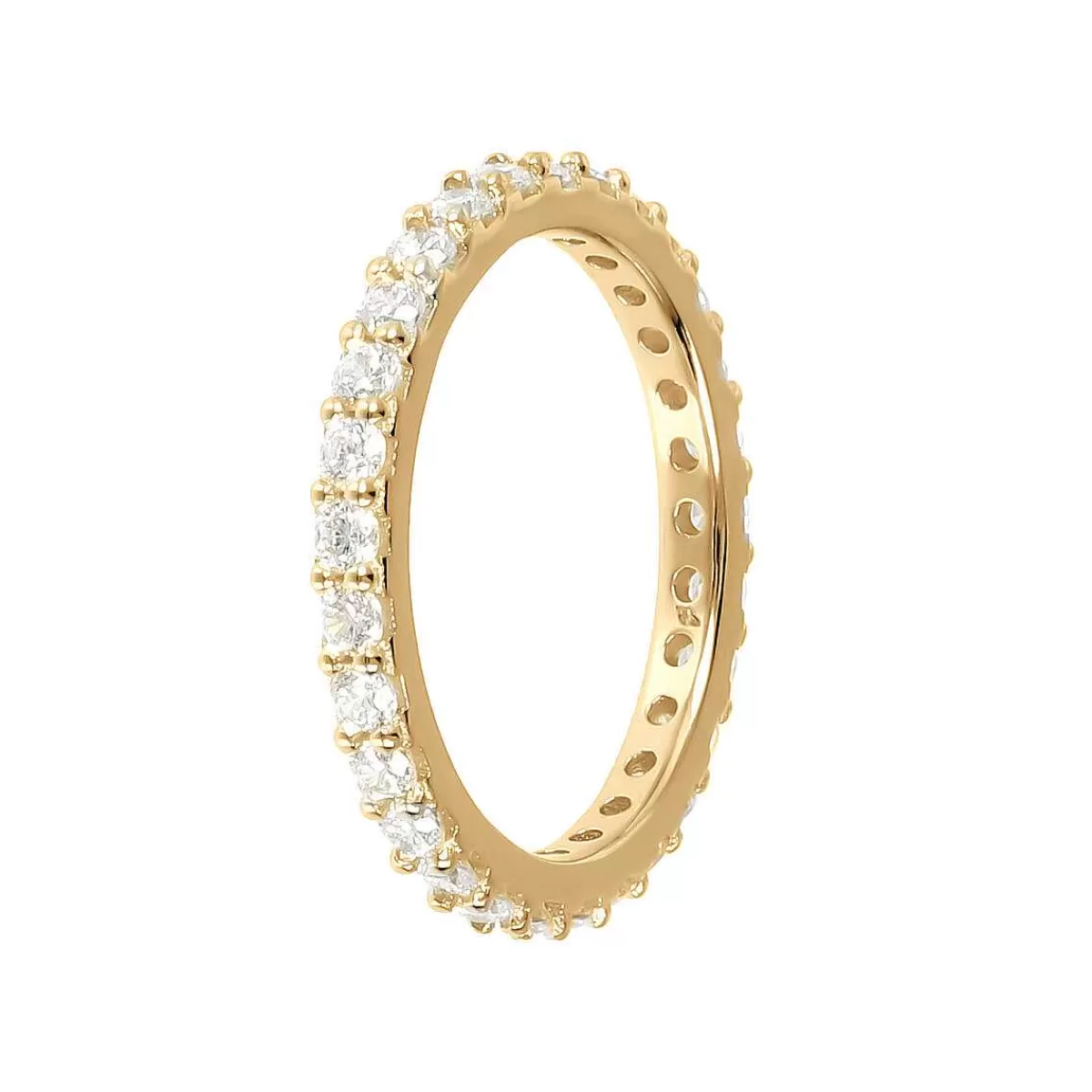 Outlet Anello Veretta Dorata Con Zirconi Cubici Anelli