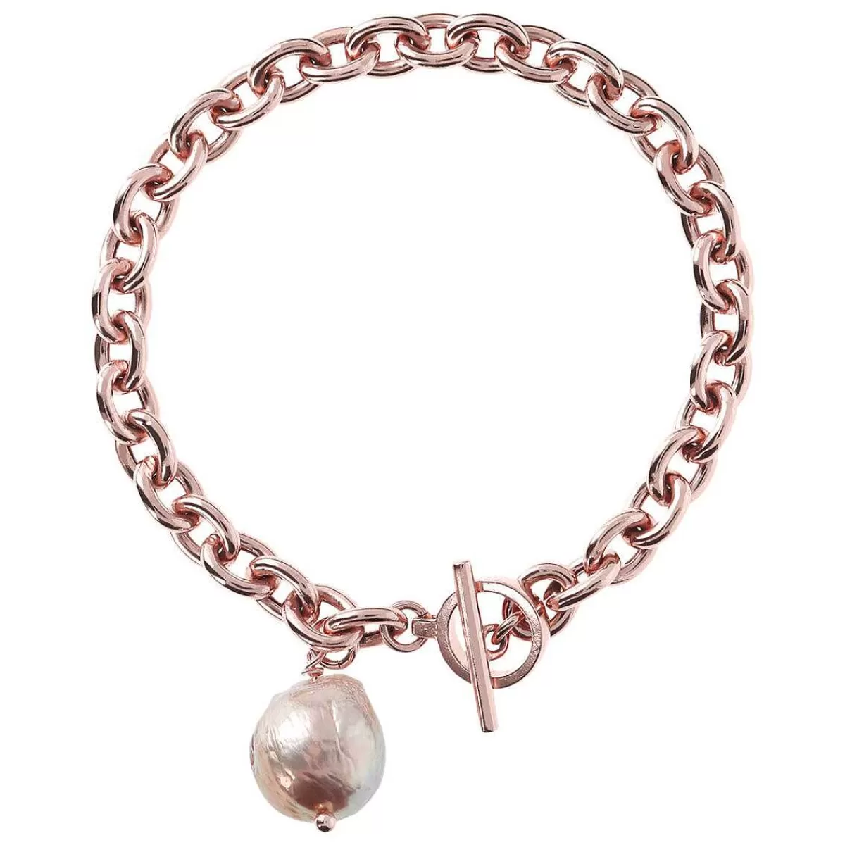 Outlet Bracciale A Catena Rolo Con Perla Coltivata D'Acqua Dolce Rosa Ming O 12 Mm Bracciali