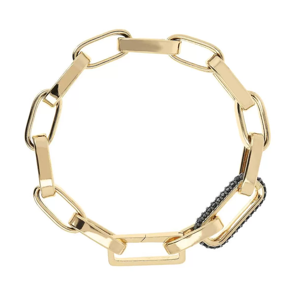 Online Bracciale A Catena Spessa Con Graffetta Dorata Ed Elemento In Pave Bracciali