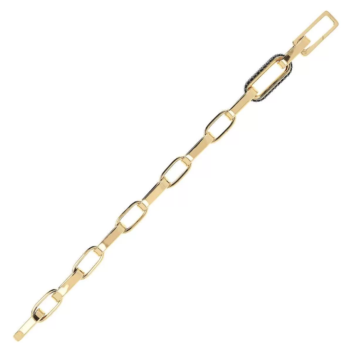 Online Bracciale A Catena Spessa Con Graffetta Dorata Ed Elemento In Pave Bracciali