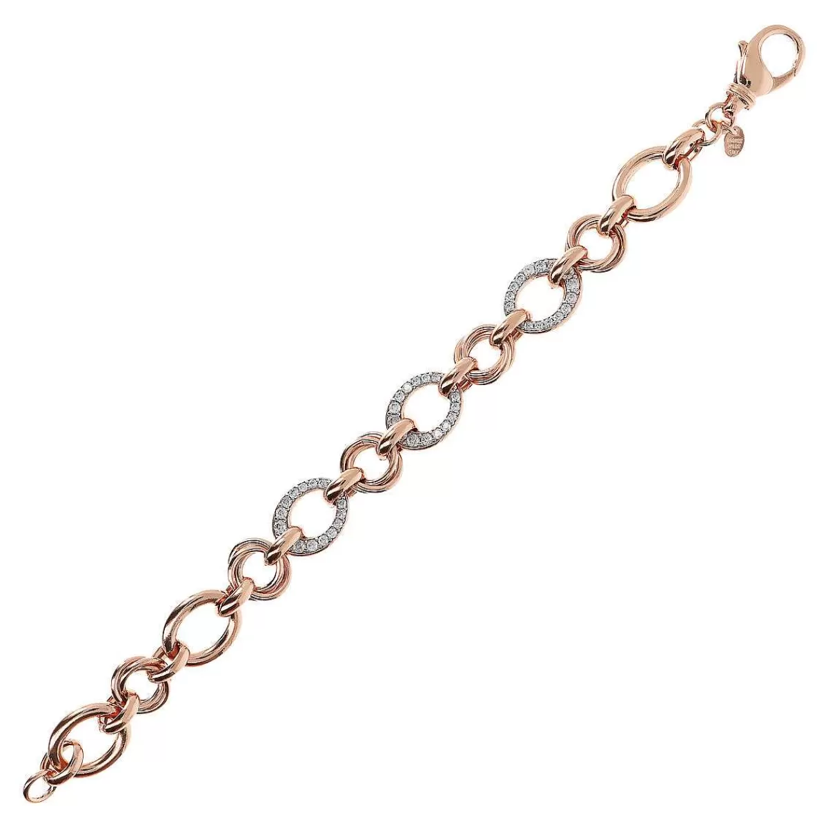 Fashion Bracciale A Maglie Tonde Alternate Ed Elementi In Pave Di Cubic Zirconia Bracciali