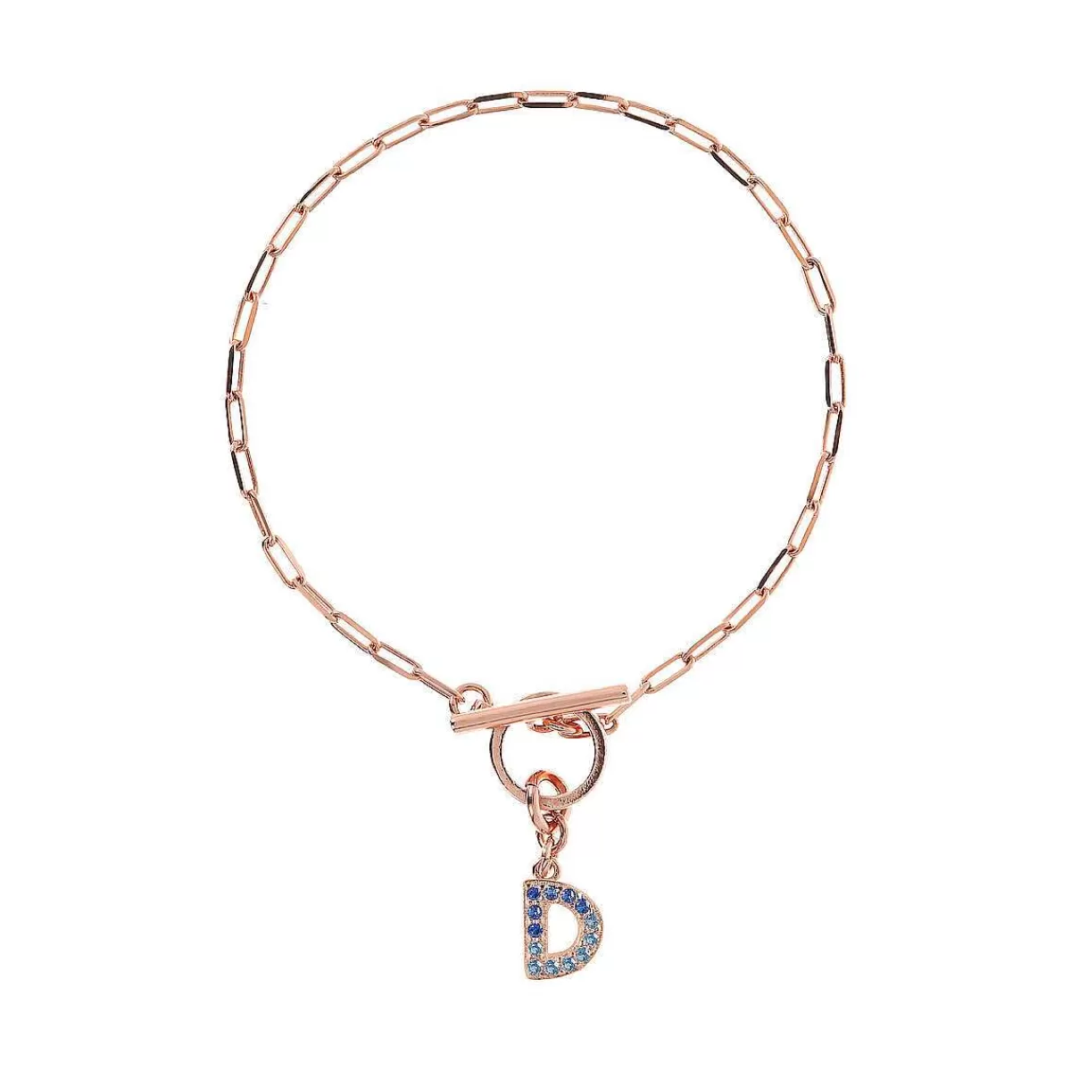 Clearance Bracciale Catena Forzatina Con Pendente Lettera Pave In Cubic Zirconia Bracciali