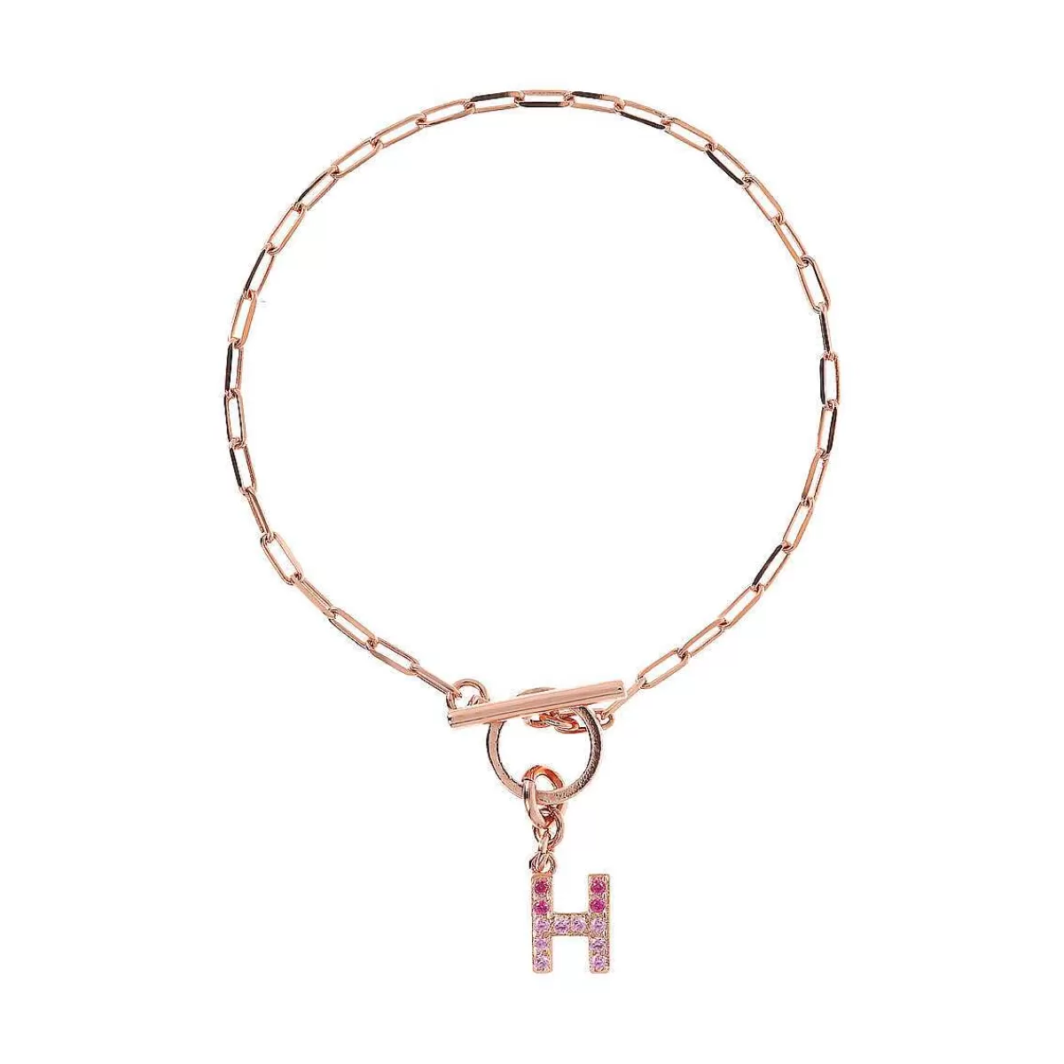 Clearance Bracciale Catena Forzatina Con Pendente Lettera Pave In Cubic Zirconia Bracciali