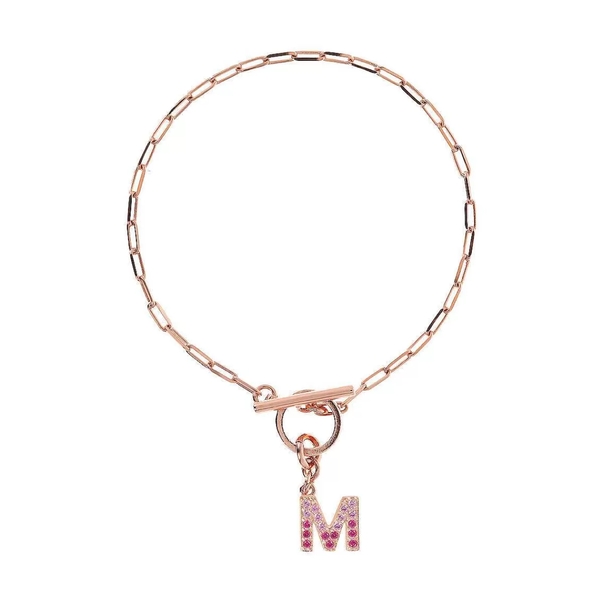 Clearance Bracciale Catena Forzatina Con Pendente Lettera Pave In Cubic Zirconia Bracciali