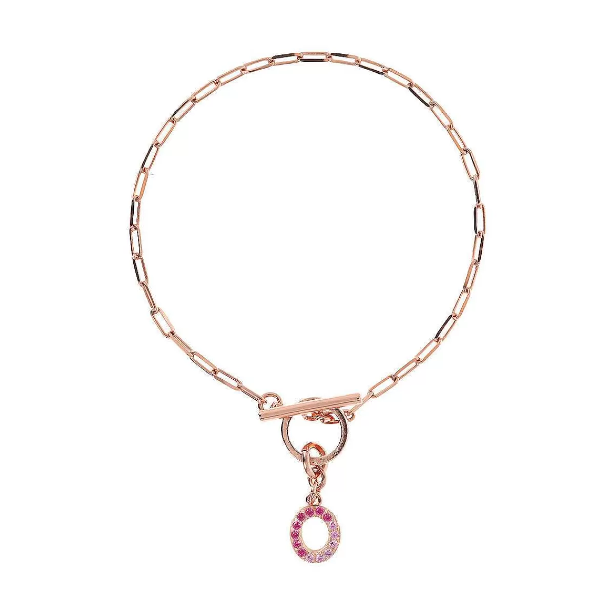Clearance Bracciale Catena Forzatina Con Pendente Lettera Pave In Cubic Zirconia Bracciali