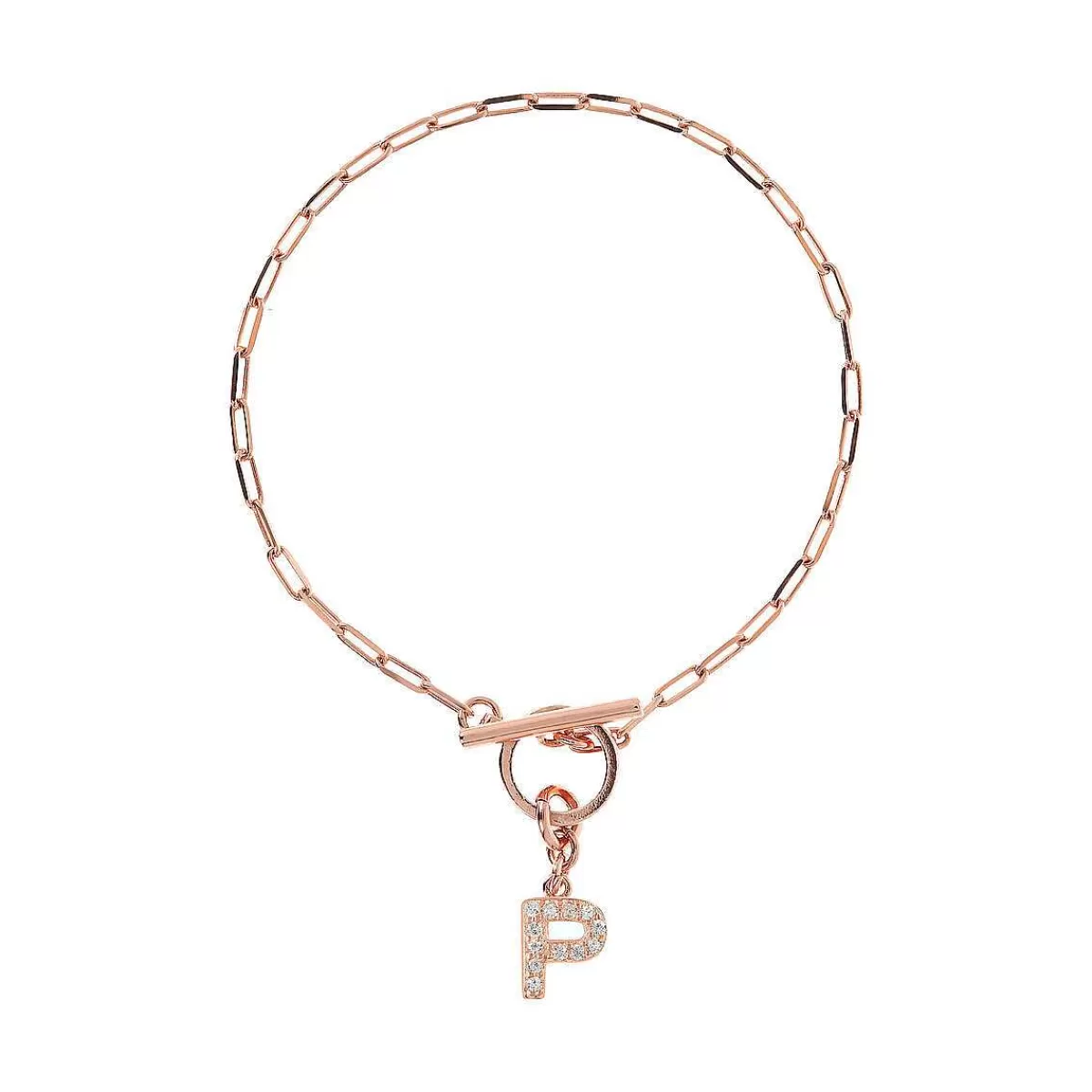 Clearance Bracciale Catena Forzatina Con Pendente Lettera Pave In Cubic Zirconia Bracciali