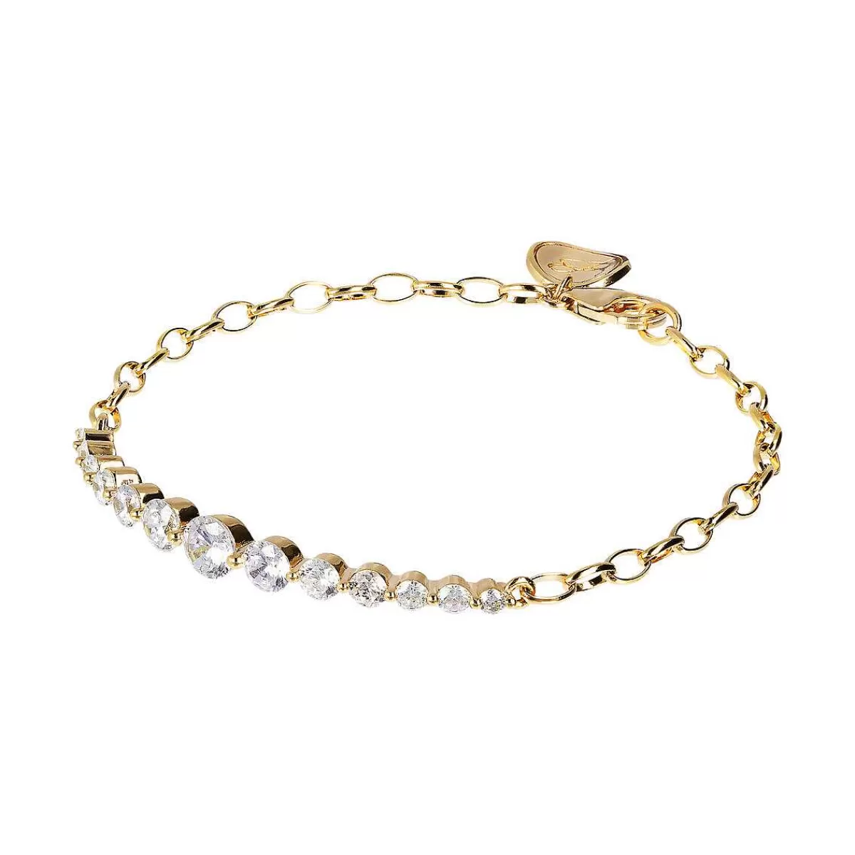 Sale Bracciale Catena Rolo Dorata Con Punti Luce In Cubic Zirconia Bracciali