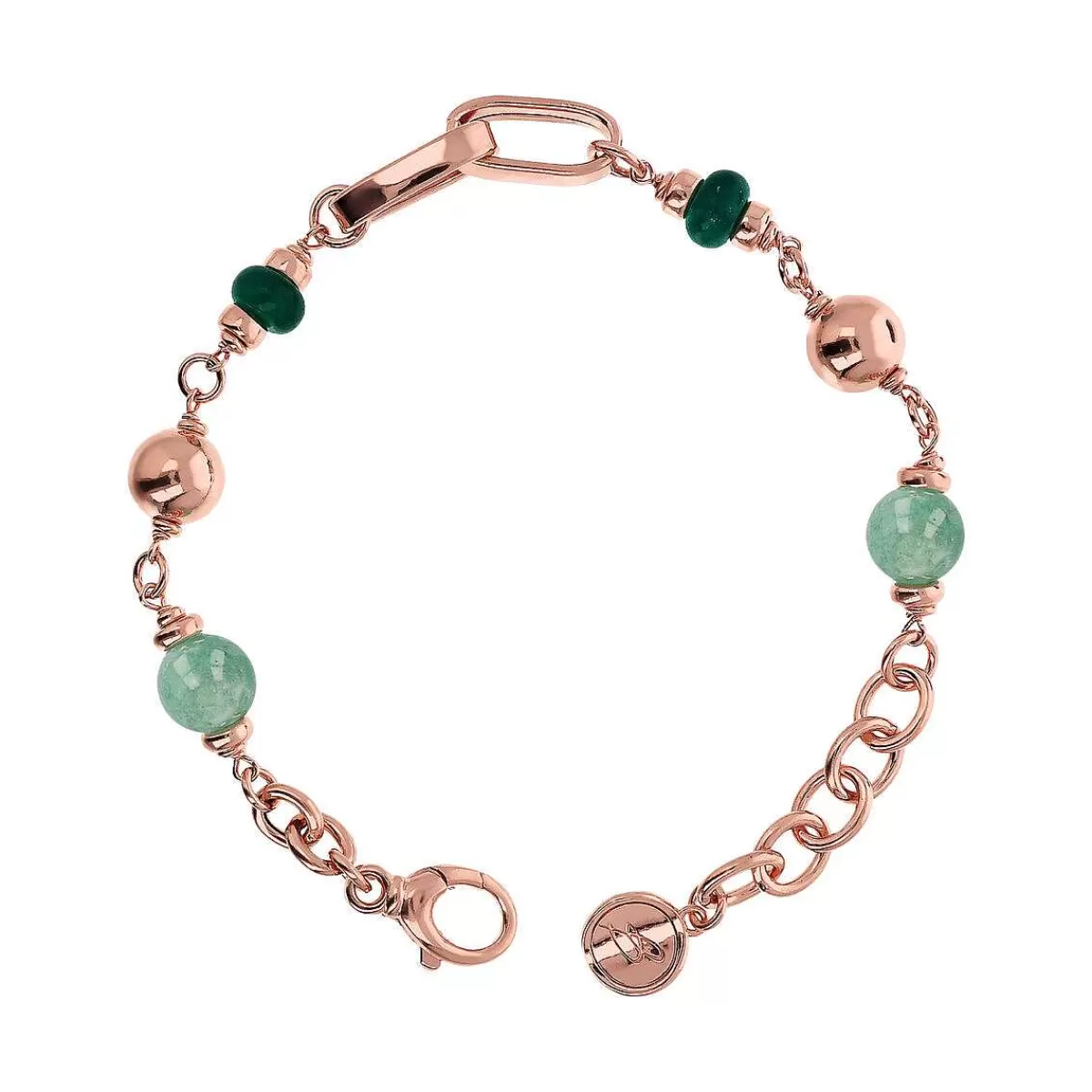 Online Bracciale Catena Rolo E Maglie Ovali Con Sfere Di Pietra Quarzite Naturale Bracciali