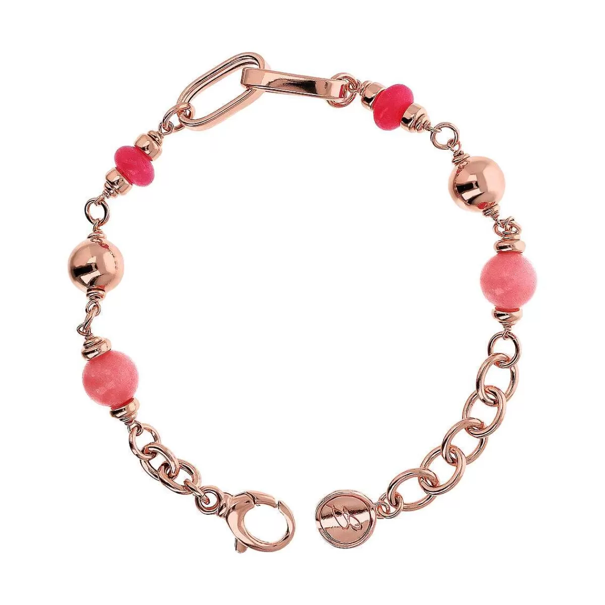 Online Bracciale Catena Rolo E Maglie Ovali Con Sfere Di Pietra Quarzite Naturale Bracciali