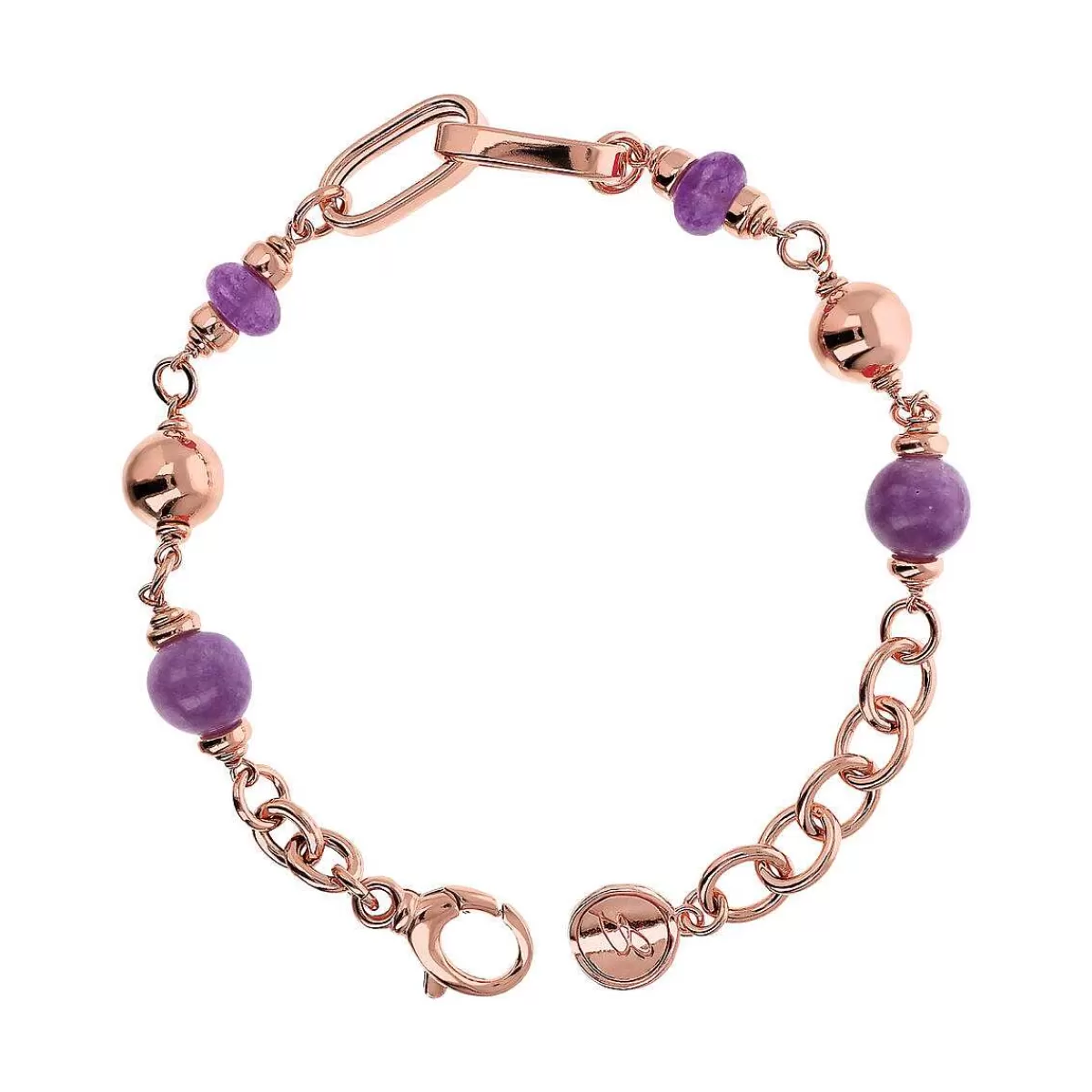 Online Bracciale Catena Rolo E Maglie Ovali Con Sfere Di Pietra Quarzite Naturale Bracciali