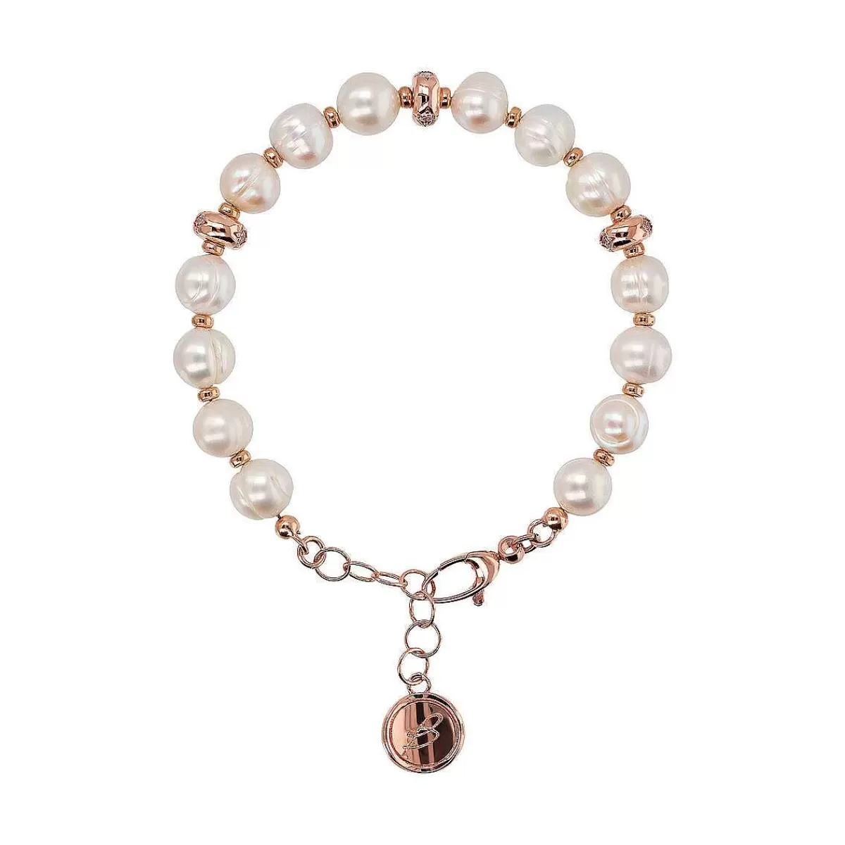 Flash Sale Bracciale Con Etoile Rondelle E Perle D'Acqua Dolce Cerchiate Bianche O 8.5/9.5 Mm Bracciali