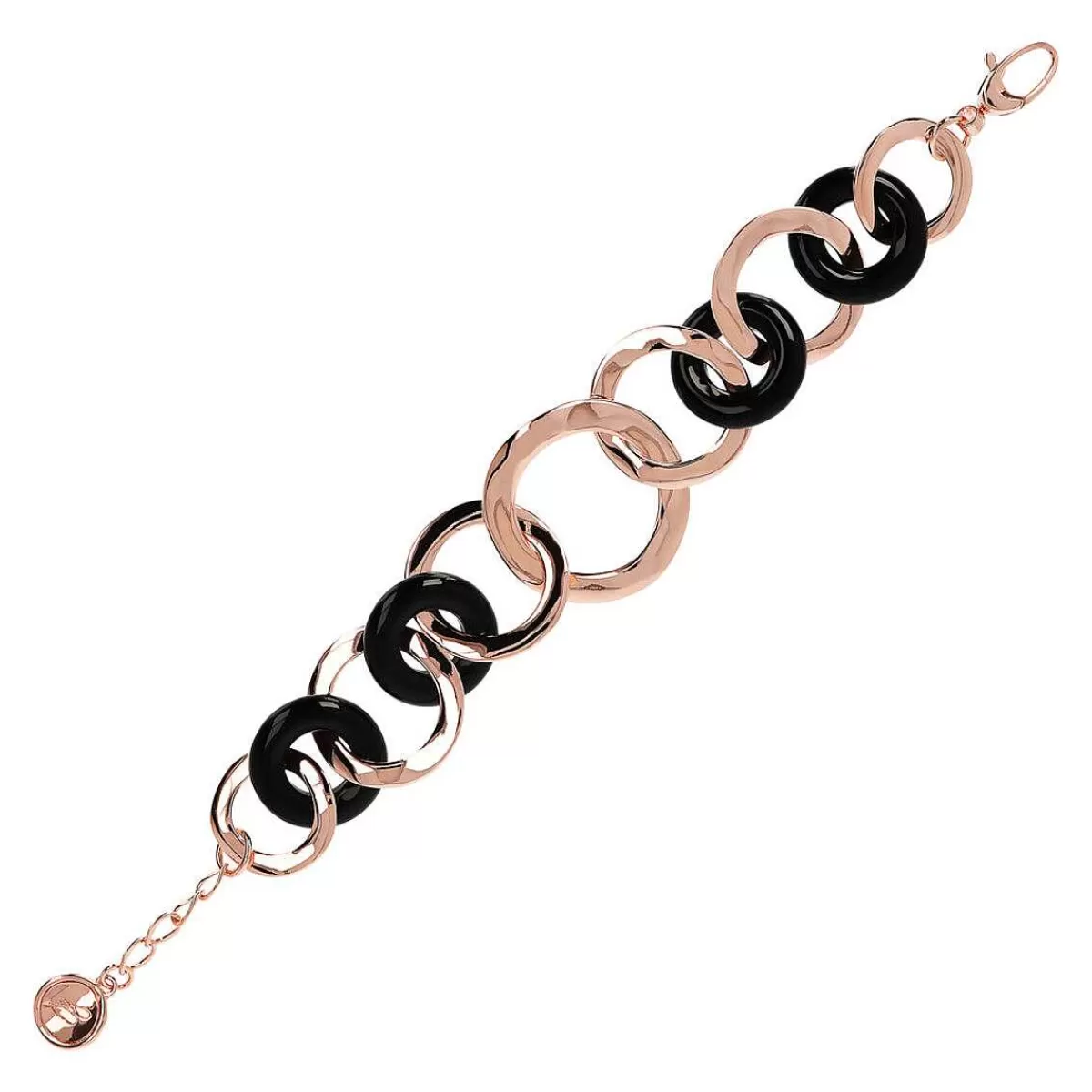 Best Bracciale Con Maglie Tonde Piatte E Onice Nero Bracciali