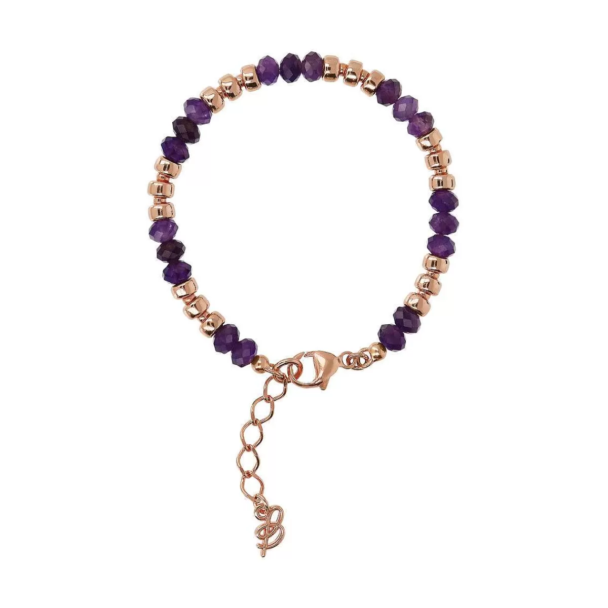 New Bracciale Con Pietre Naturali Sfaccettate E Rondelle Dorate Rose Bracciali