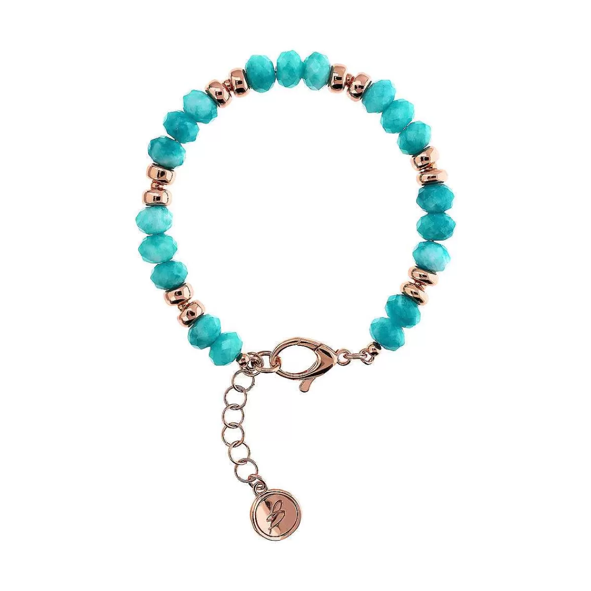 Online Bracciale Con Rondelle Dorate Rose E Pietre Naturali Sfaccettate Bracciali