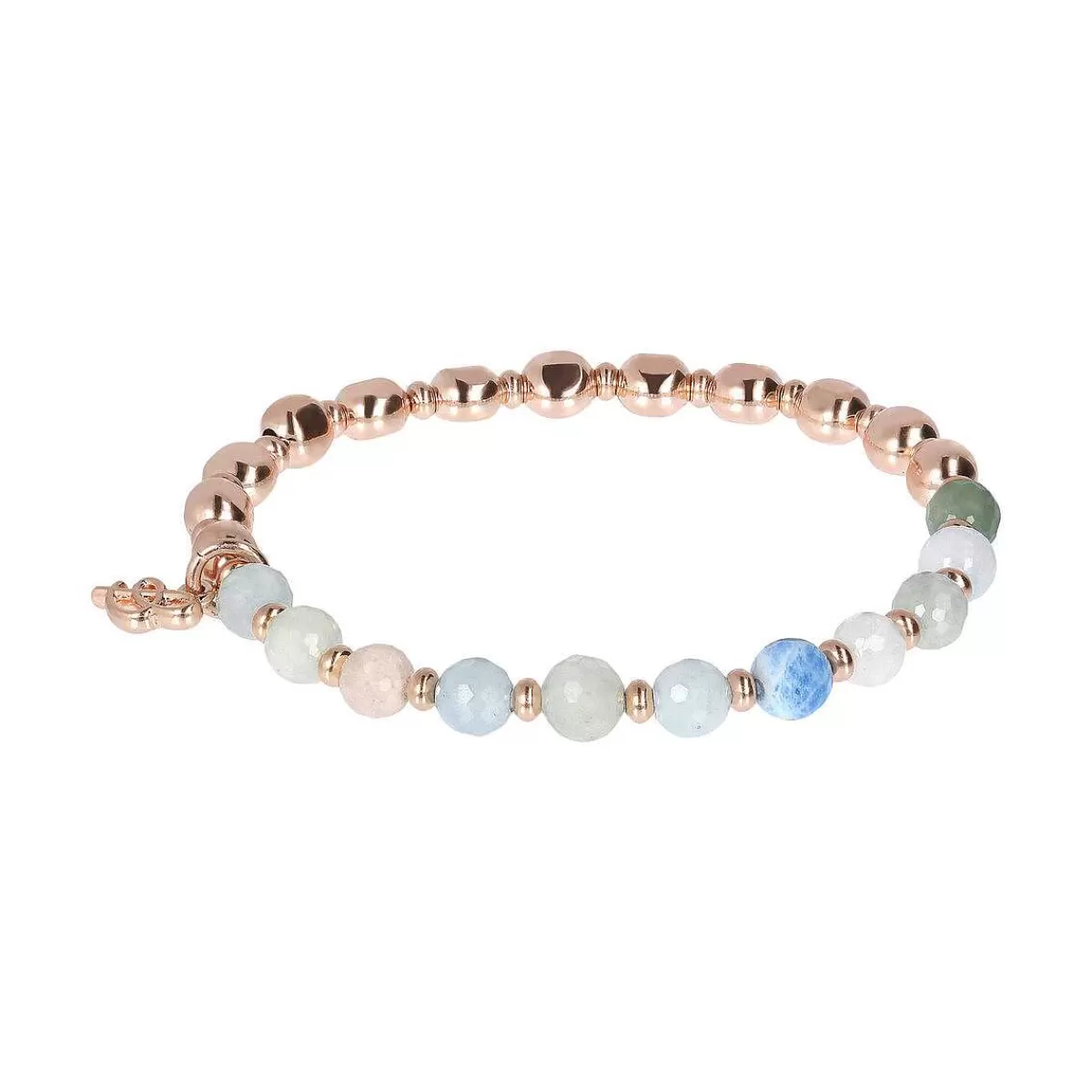 Sale Bracciale Elastico Con Pietre Naturali E Sfere Golden Rose Bracciali