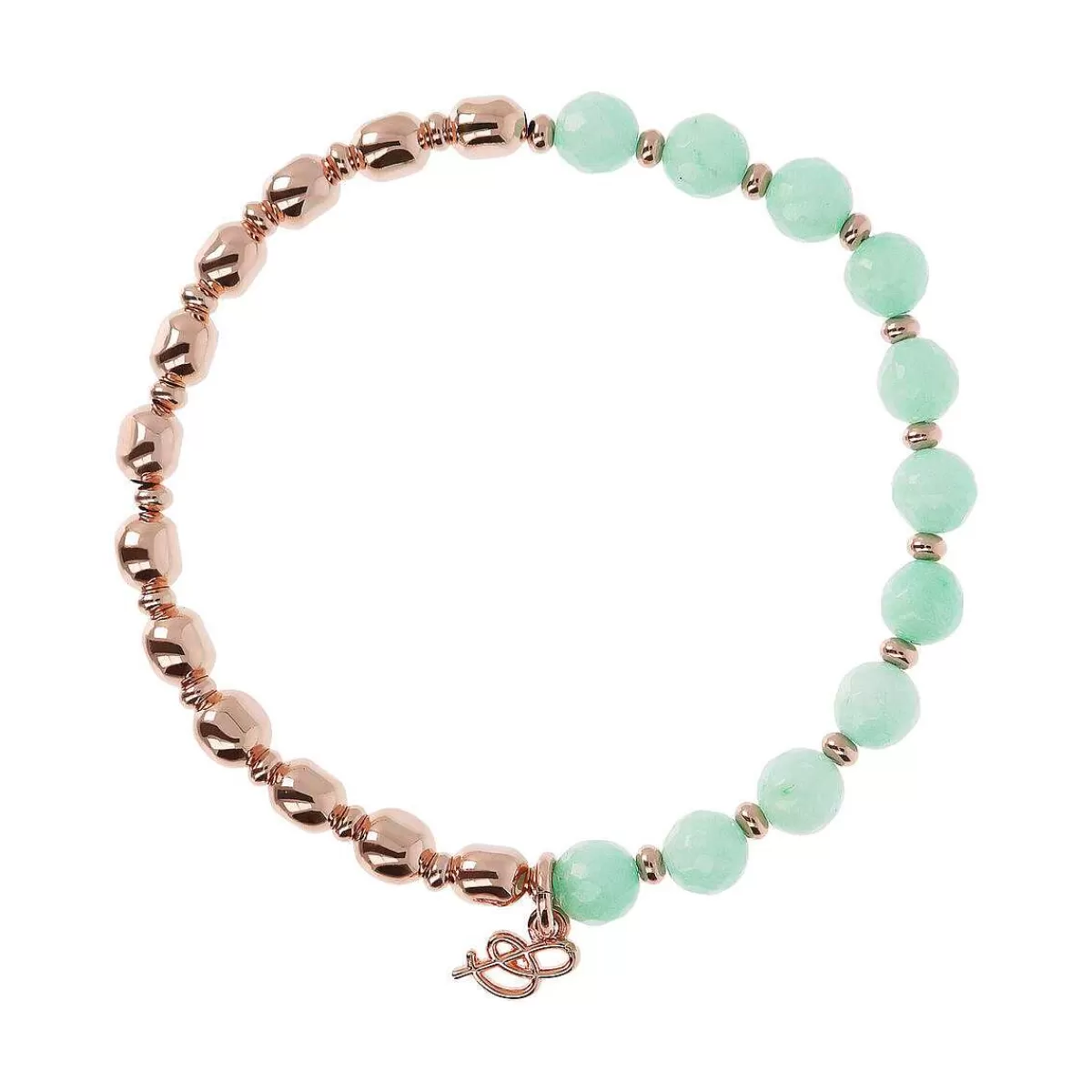 Sale Bracciale Elastico Con Pietre Naturali E Sfere Golden Rose Bracciali