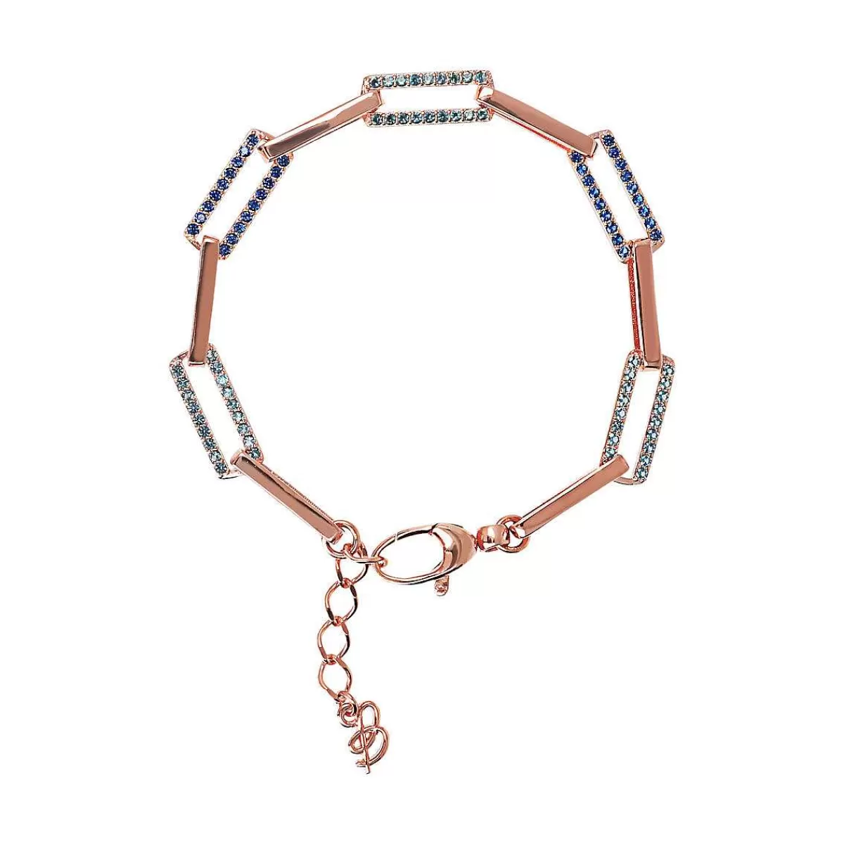 Fashion Bracciale Forzatina A Catena Bicolore Con Zirconi Bracciali