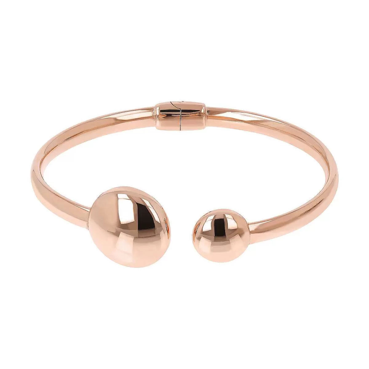 Sale Bracciale Rigido Con Doppia Perla Lucida In Golden Rose Bracciali