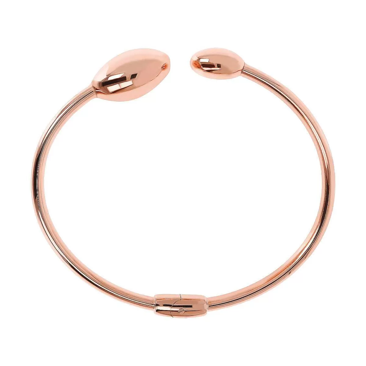 Sale Bracciale Rigido Con Doppia Perla Lucida In Golden Rose Bracciali