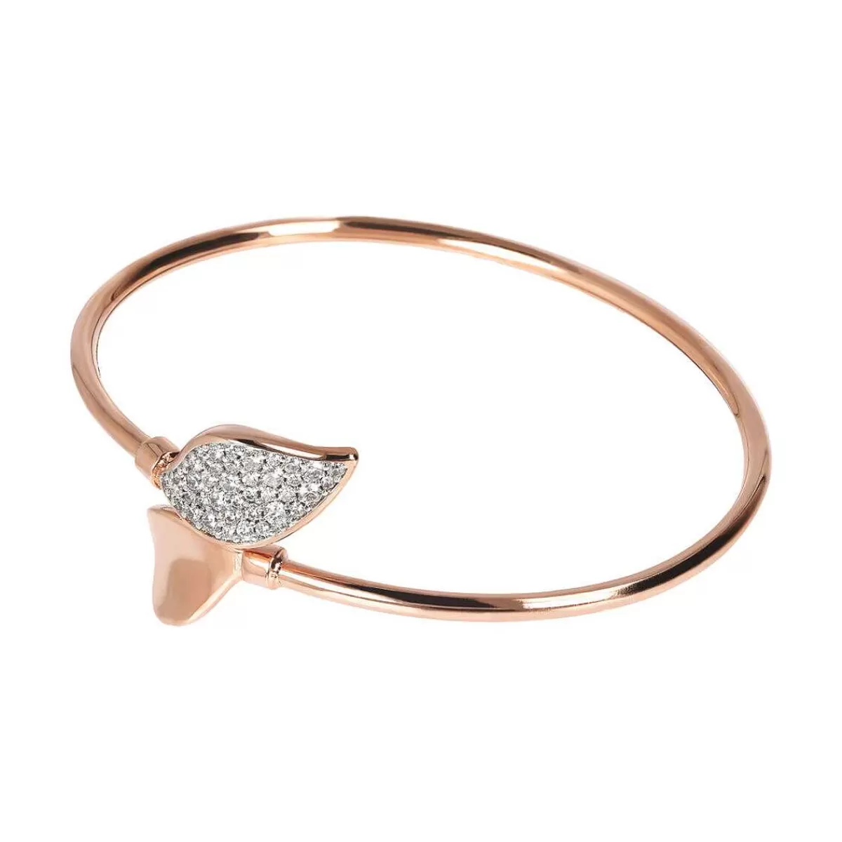 Sale Bracciale Rigido Con Foglia Doppio Pave Bracciali